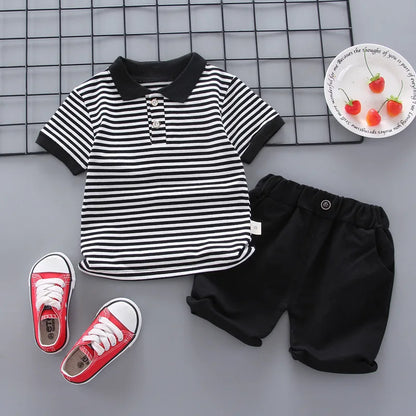 Kids Striped Clothing Sets Boys Girls Short Sleeve T-shirt+Shorts 2Pcs Children Clothes Suits Baby Tracksuit Outfits 1-5 Years