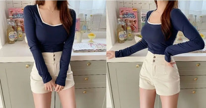 Shorts Women Classic Sporty All-match Slim Leisure Simple Holiday Faddish Streetwear Design Ulzzang Daily Solid Mature Folds New
