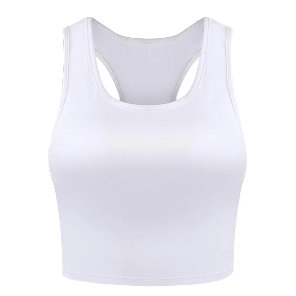 Sleeveless tank top for women, short top, elastic, for running, gym, sport, fitness, Summer, 1pc
