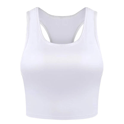 Sleeveless tank top for women, short top, elastic, for running, gym, sport, fitness, Summer, 1pc