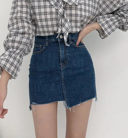 Jeans Skirts For Women Short Irregular High Waist Woman Denim Skirt Sexy Korean Style Cheap Streetwear Clothing Sales Fashion