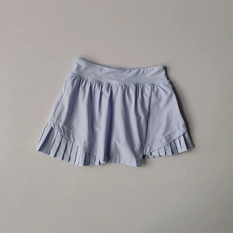 High Waisted Sports Short Skirt Summer New Style Cool Anti Glare Including Lined Shorts Fitness Yoga Quick Drying Pleated Skirt