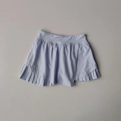 High Waisted Sports Short Skirt Summer New Style Cool Anti Glare Including Lined Shorts Fitness Yoga Quick Drying Pleated Skirt