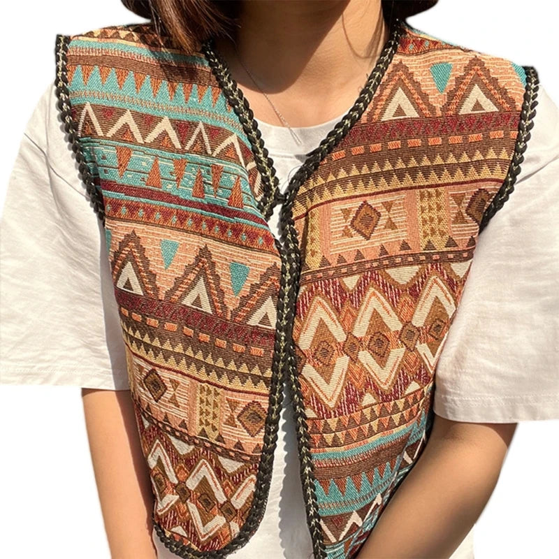 Vintage Floral Embroidery Printed Cardigan Vest Womens Elegant Sleeveless Tops Spring Summer Female Clothing Dropshipping