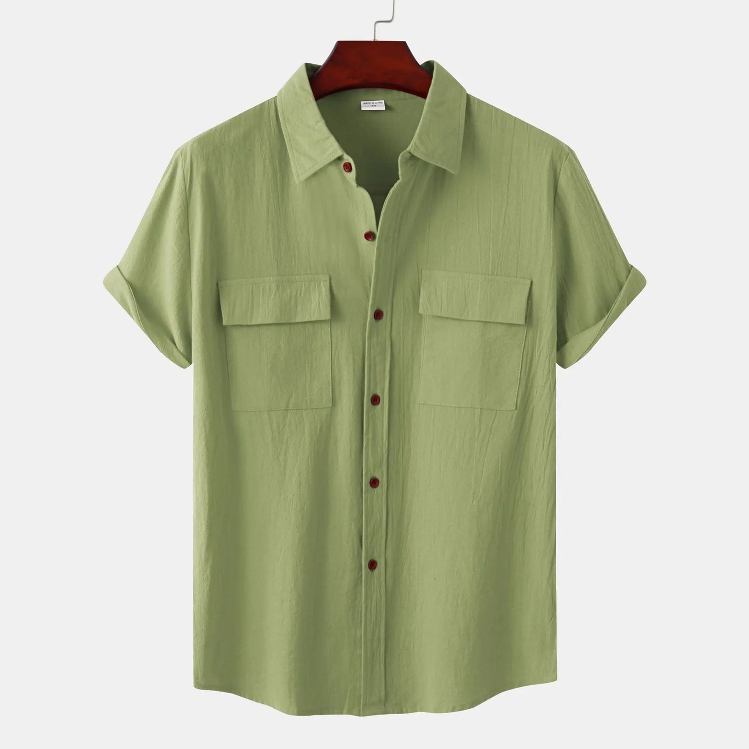 Turn Down Collar Men Shirts Solid Short Sleeve Shirts Single Breasted Casual Shirt Buttons Cardigan Sports Loose Breathable