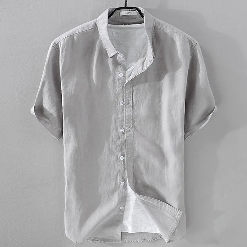 Pure Linen Short-sleeved Shirt Men&