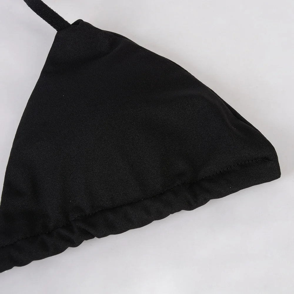 Beach Style Swimsuit for Women Sexy Halter Swimwear Solid Thong Female Bikini Set Bathing Suit Bikini Mujer Lingerie