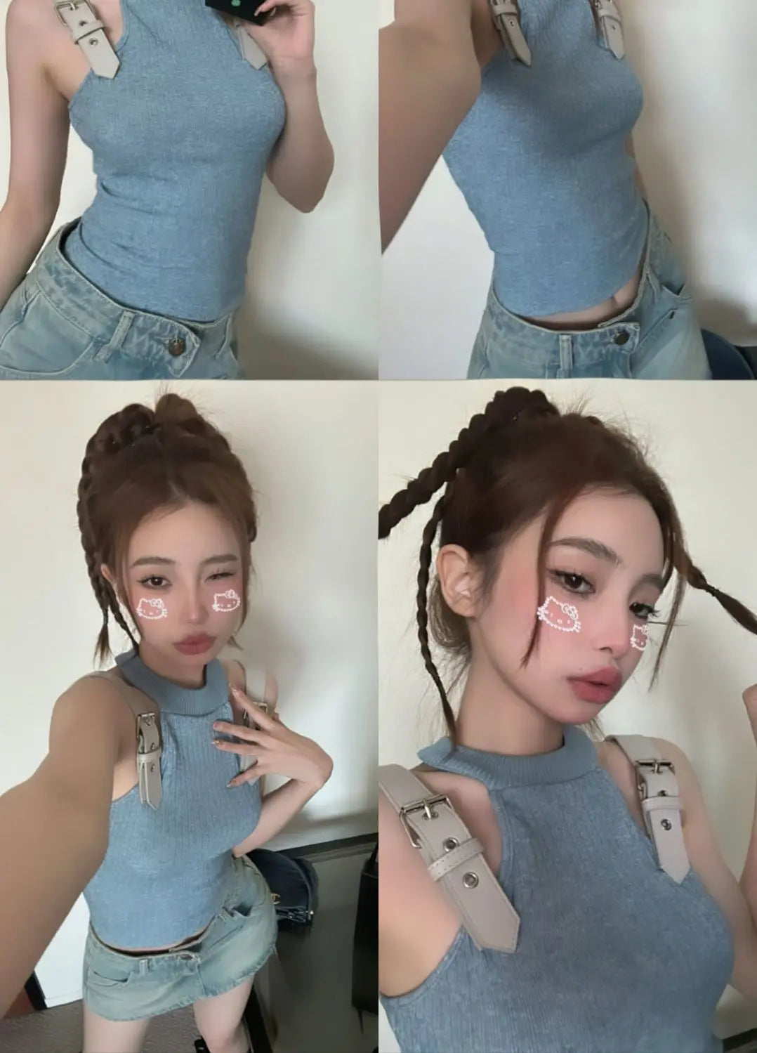 Tanks Women Personality Streetwear Ins Patchwork Design Summer Female Hotsweet Fashion Slim Korean Style Sexy Casual Sleeveless