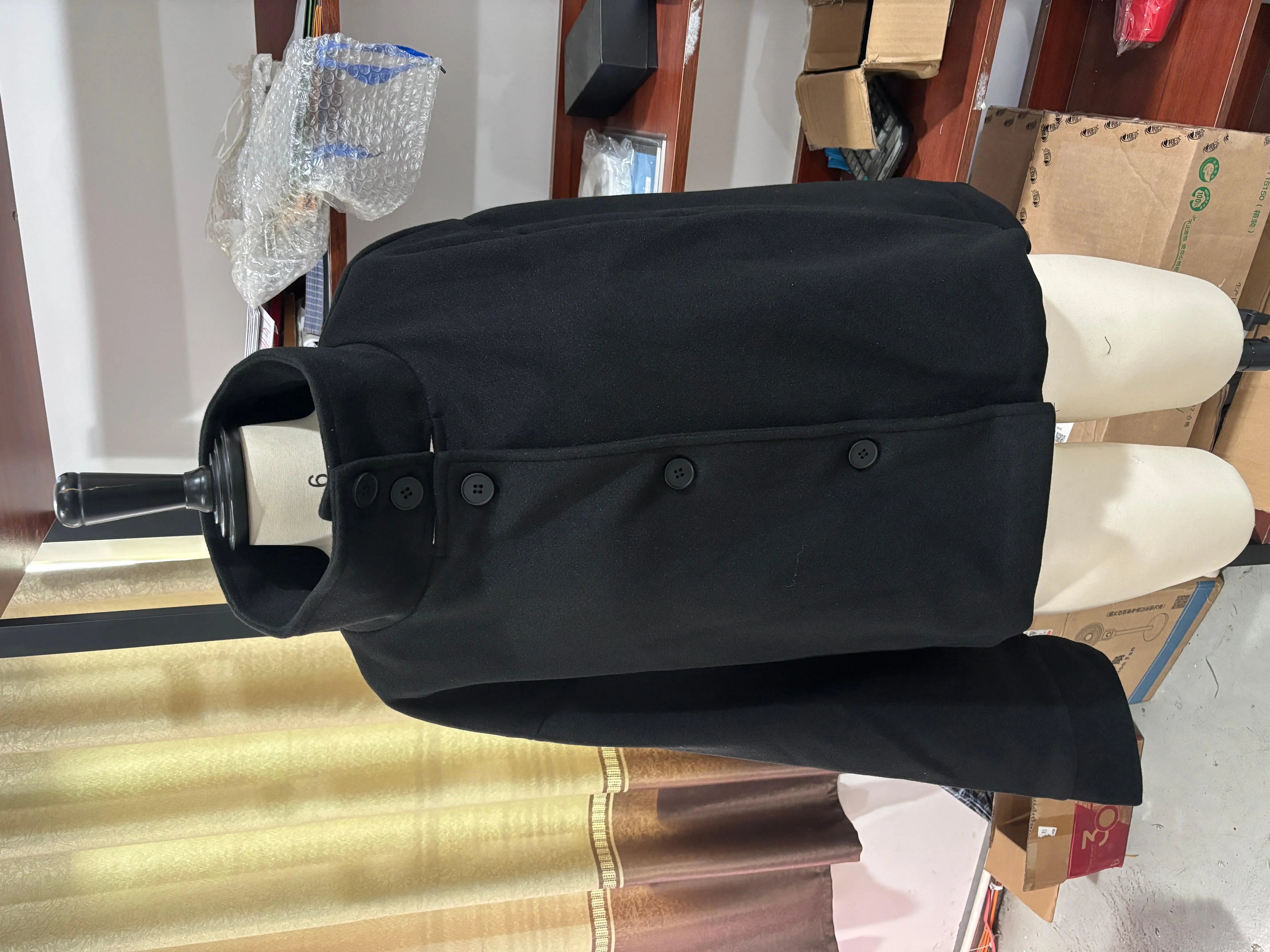 Women Fashion Stand Collar Woolen Jacket Single Breasted Long Sleeve Female Coat 2025 Autumn Chic Street Office Short Outerwears