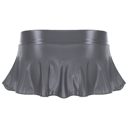 Sexy Womens Glossy Short Skirt Shiny Skater Dance Party Skirt  A-line Skirt 2023 Fashion Summer Women&