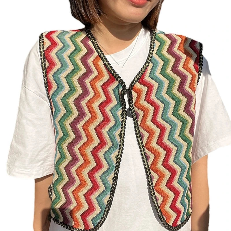 Vintage Floral Embroidery Printed Cardigan Vest Womens Elegant Sleeveless Tops Spring Summer Female Clothing Dropshipping