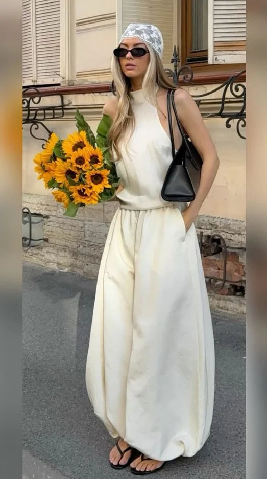 Women High Waist Wide Leg Linen Blend Casual Palazzo Pants