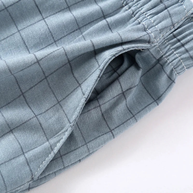 Pijamas De Hombre Sleepwear Shorts 2025 New Fashion Plaid Pajamas Pant Men Loose Modal Nightwear Home Pants Man Plus Size