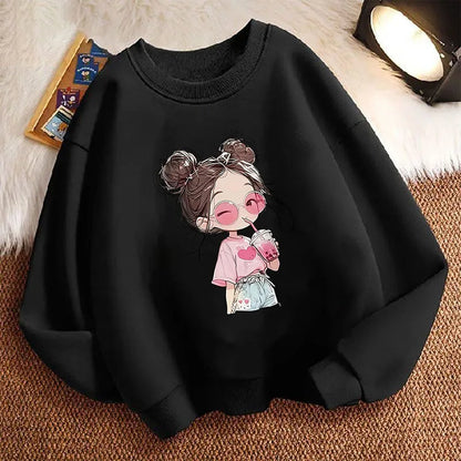 Hoodie Hip Hop Retro Girl Drink Juice Design Children&