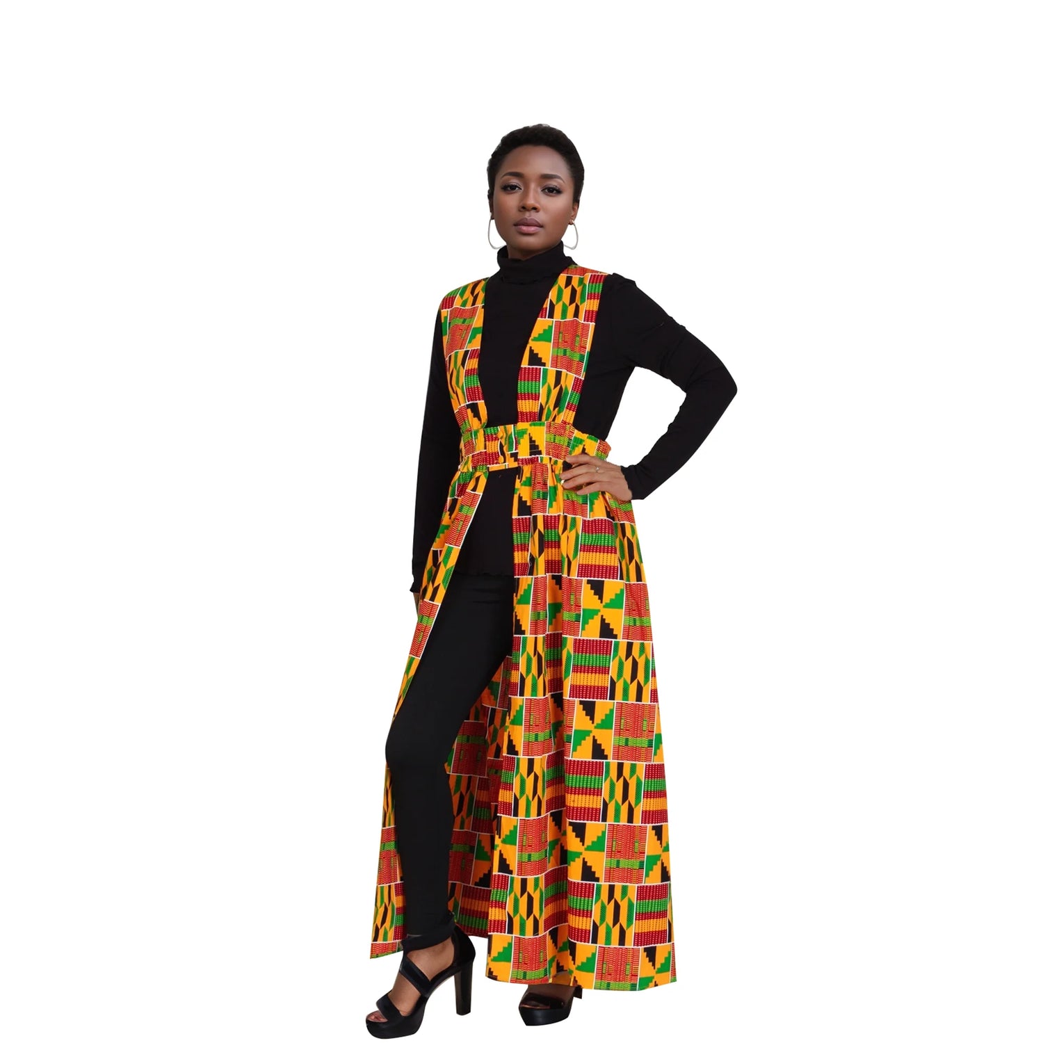 African Print Long Kaftans Dress for Women Sleeveless Vest Dresses Traditional African Design Party Clothing WY11071