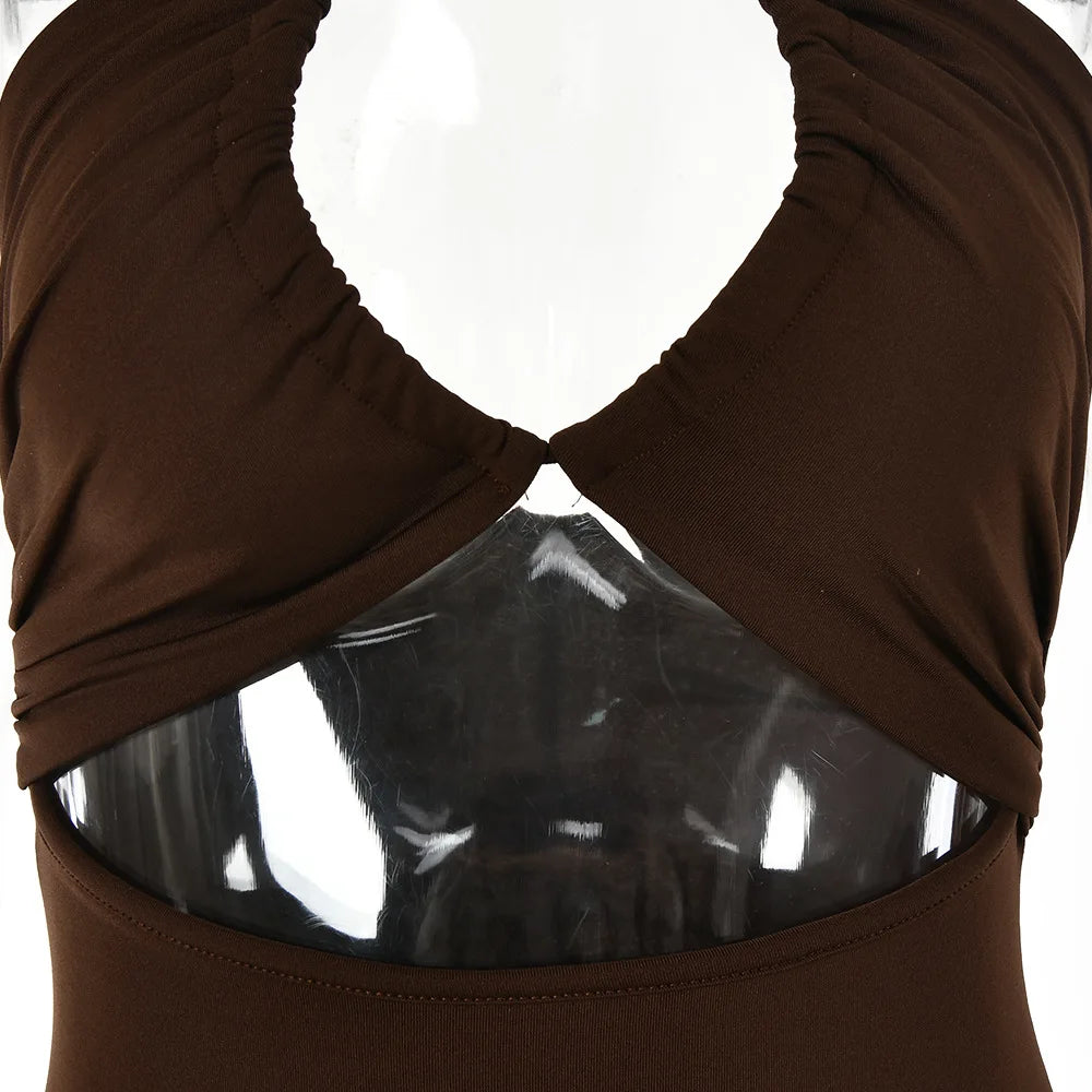 Sleeveless Sexy Female Midi Backless Dresses Slim Night Club Party Women&