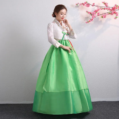 Hanbok for Women Korean Traditional Costume Minority Palace Performance Court Clothes Flower New Year Wedding Party Dance Dress