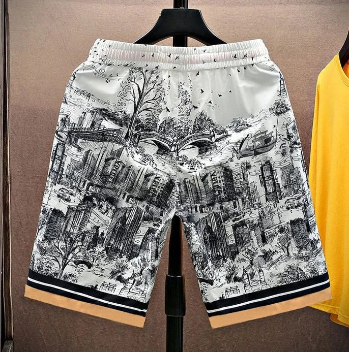 Shorts for Men Anime Graphic Board Man Short Pants Beach in Bulk with Ice Elastic Personalizate Fashion Streetwear New Pant 2025