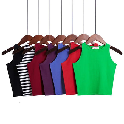 Fashion 2022 New Women Sexy Cotton Crop Top Crop Bustier Multicolor Sleeveless Cropped Blusas Vest Tank Top Camisole 14 Colors