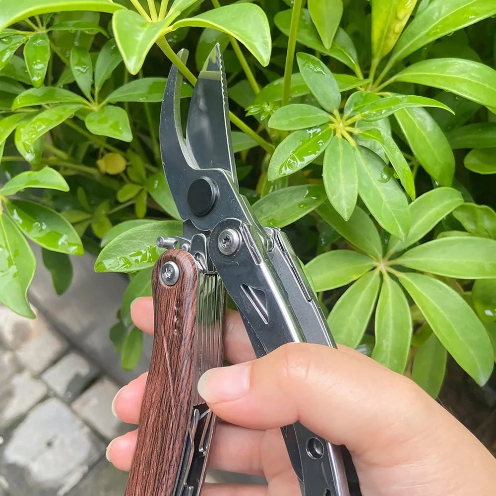 6 in 1 Gardening Heavy Duty Tools for Fresh Branches Scissors Hand Pruning Shears with Saw,Bark Shovel and Safety Lock