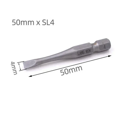 1pc 50mm Length 1/4Inch Hex Slotted Cross Screwdriver Bits PH1 PH2 PH3 SL3 SL4 SL5 SL6 Alloy Steel Electric Screw Drivers Tools