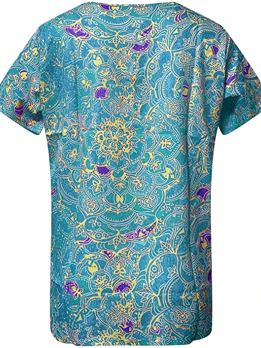 Women Fashion Short Sleeve Printed Zippered Top