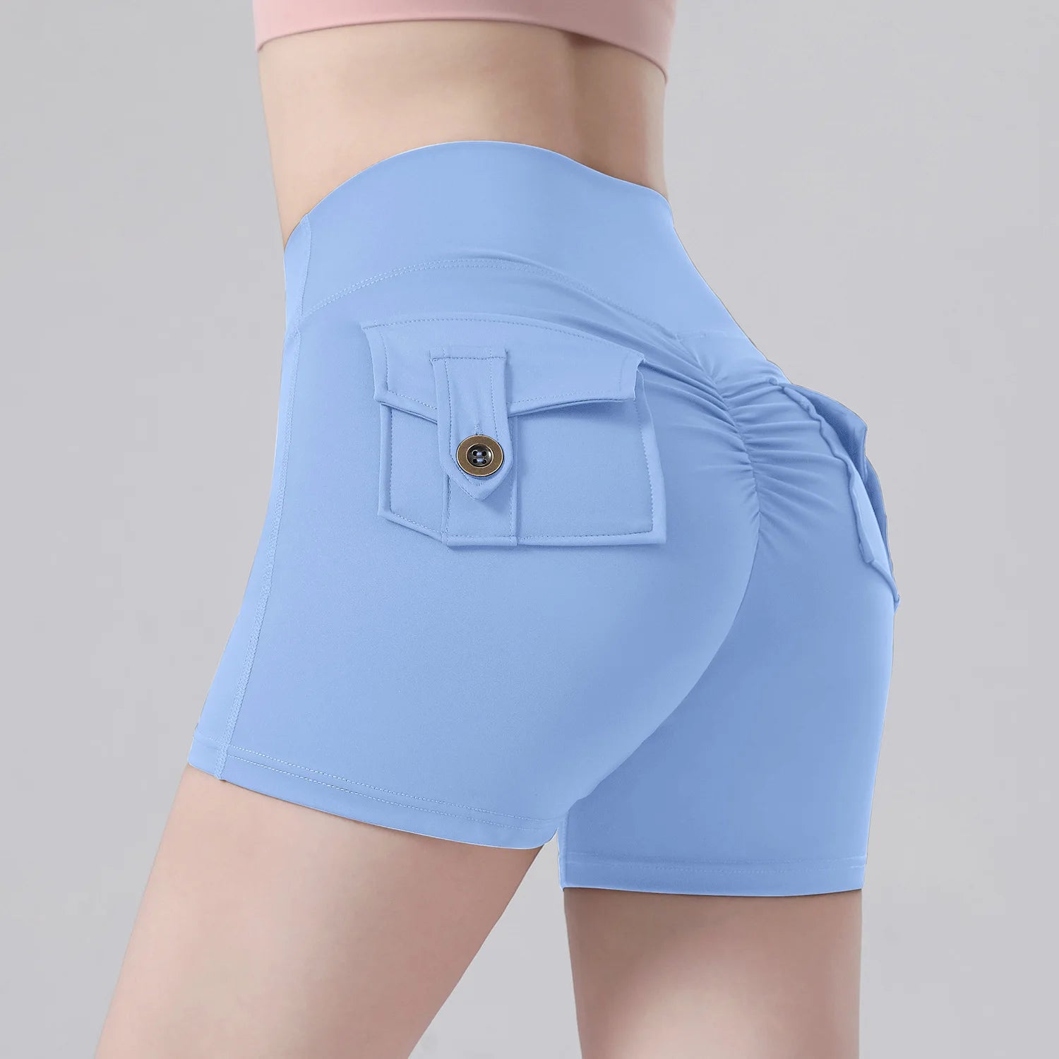 Sports shorts, no embarrassing lines, quick-drying, peach butt lift, cargo style, yoga and fitness pants.