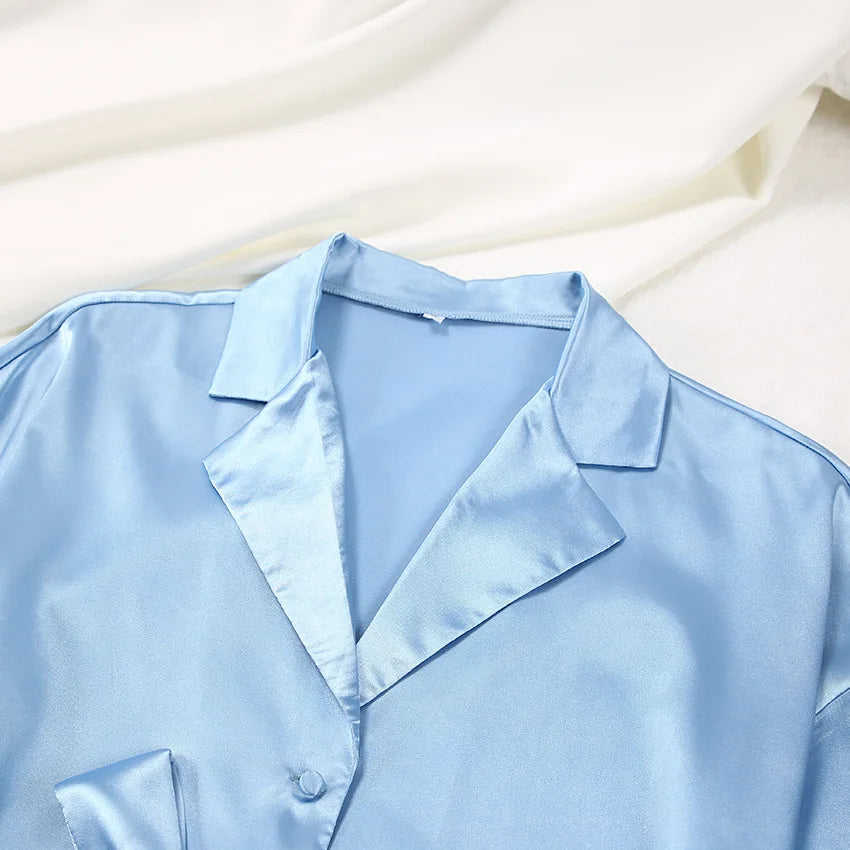 Silk-like Sleepwear Set Women&