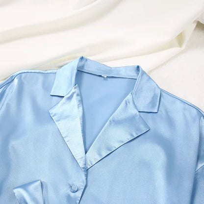 Silk-like Sleepwear Set Women&