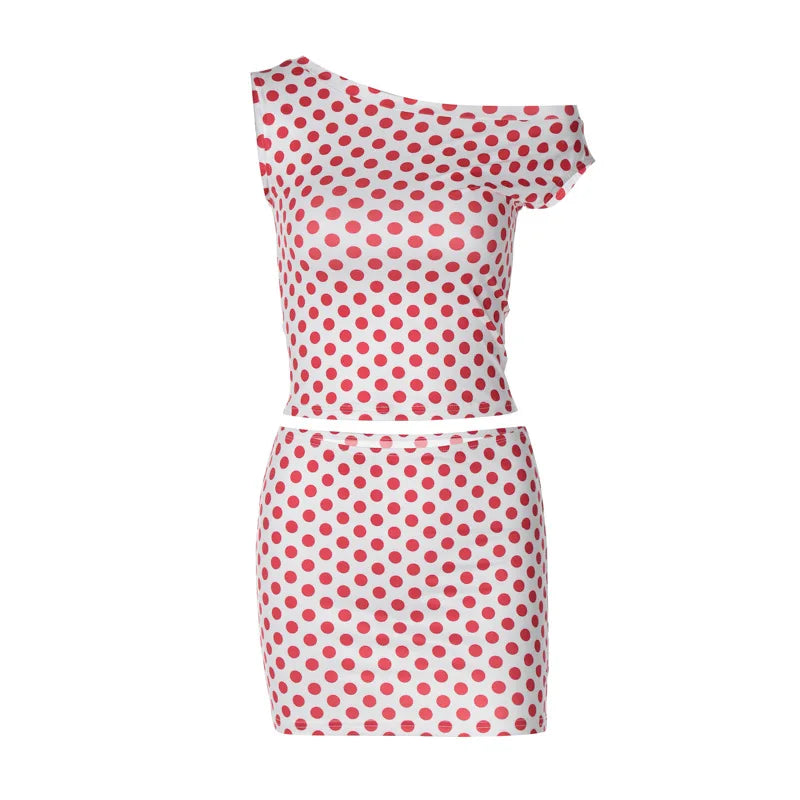 Fashionable Printed Unique Sleeveless Slim Fit Short Skirt Set Women&