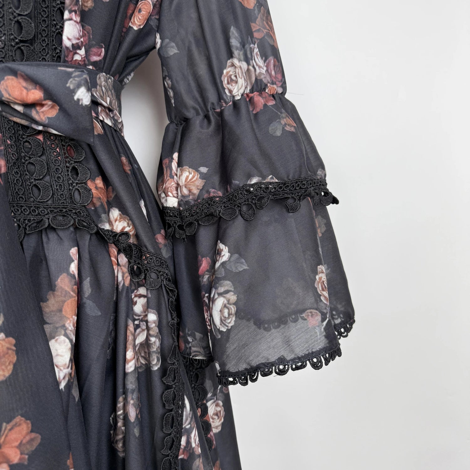 Women Maxi Dresses Sping Summer Bohemian Casual Flare Sleeve High Waist Beach Woman Chiffon Floral Belt Vestidoes Long Dress
