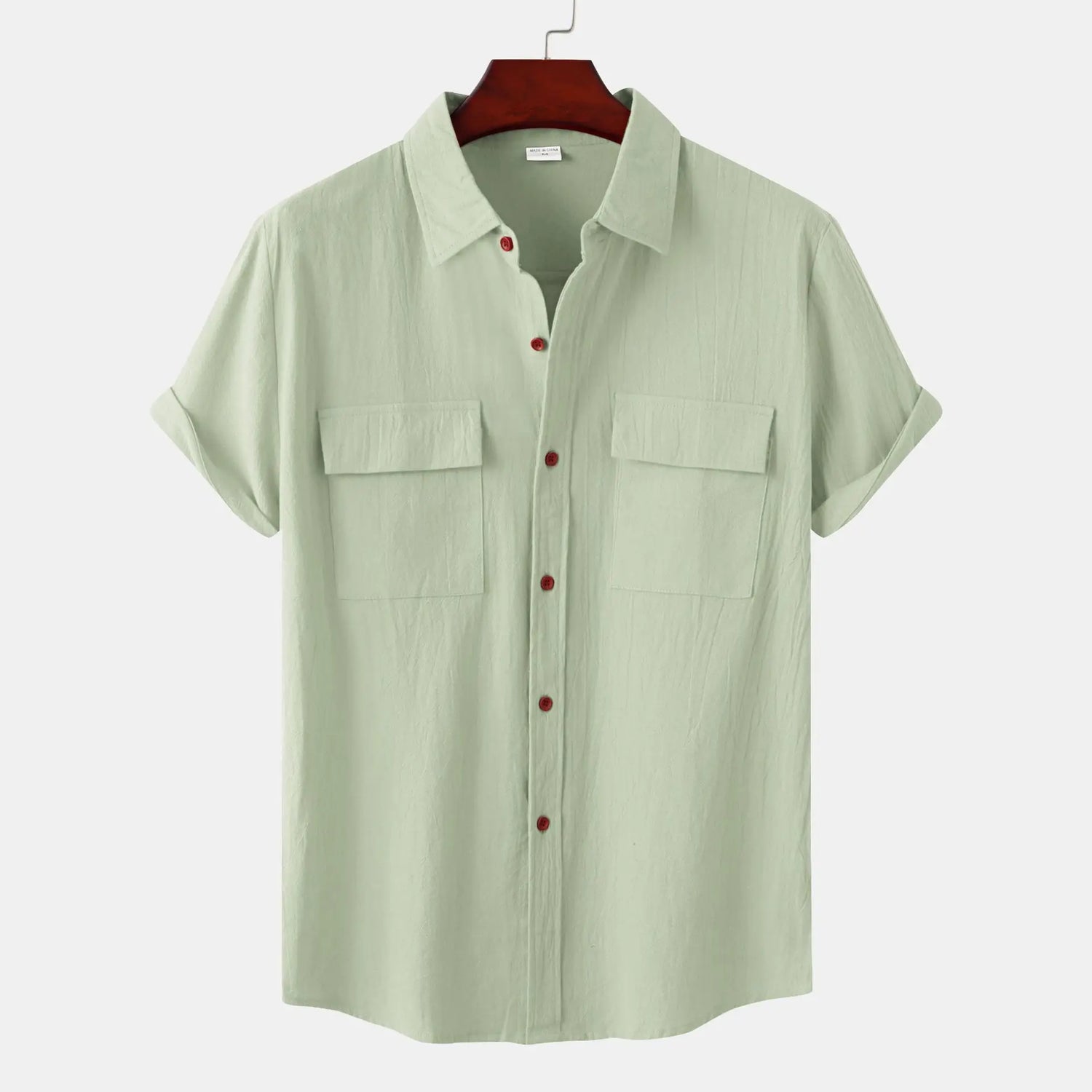 Turn Down Collar Men Shirts Solid Short Sleeve Shirts Single Breasted Casual Shirt Buttons Cardigan Sports Loose Breathable
