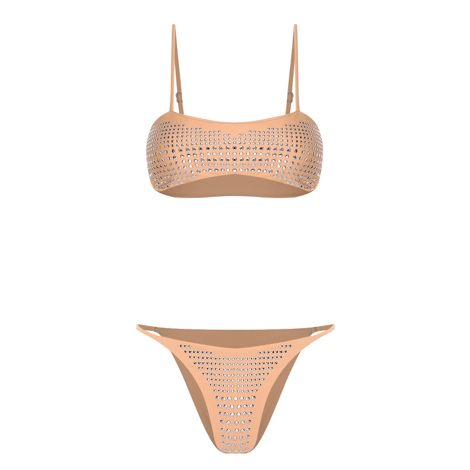 Womens Bikini Swimwear Beach Bathing Suit Shiny Sequin Two Pieces Swimwear Bikini Top with High Waist Briefs 2-piece Beachwear