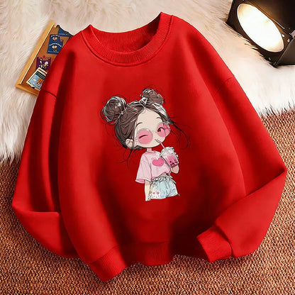 Hoodie Hip Hop Retro Girl Drink Juice Design Children&