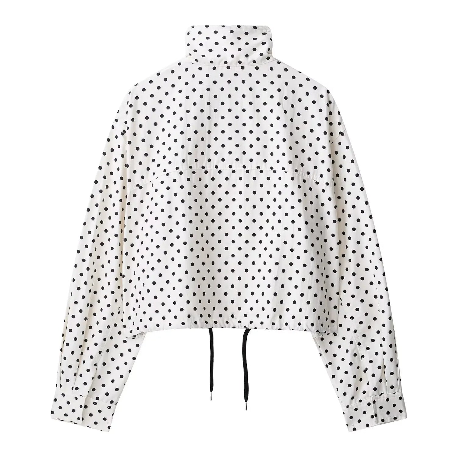 HH Women Elegant Fashion Polka Dot Pink Jacket Single Breasted High Collar Drawstring Coat Spring Lady Trend Street Outwear