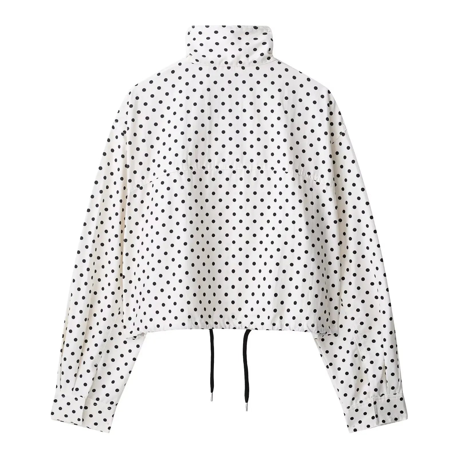 HH Women Elegant Fashion Polka Dot Pink Jacket Single Breasted High Collar Drawstring Coat Spring Lady Trend Street Outwear