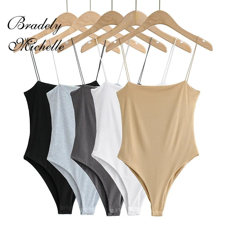 BRADELY MICHELLE 2022 Summer Women Rompers Slim Underwear Waist Camisole Sleeveless Tops Bodysuits Streetwear Jumpsuits