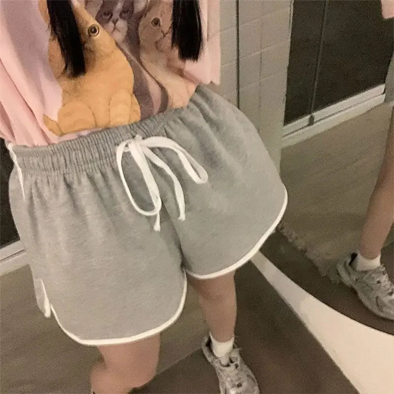 Shorts Women Sporty Style Bodybuilding Chic Summer Breathable Hotsweet Loose Fashion Student S-4xl Casual Ins Panelled Lace-up