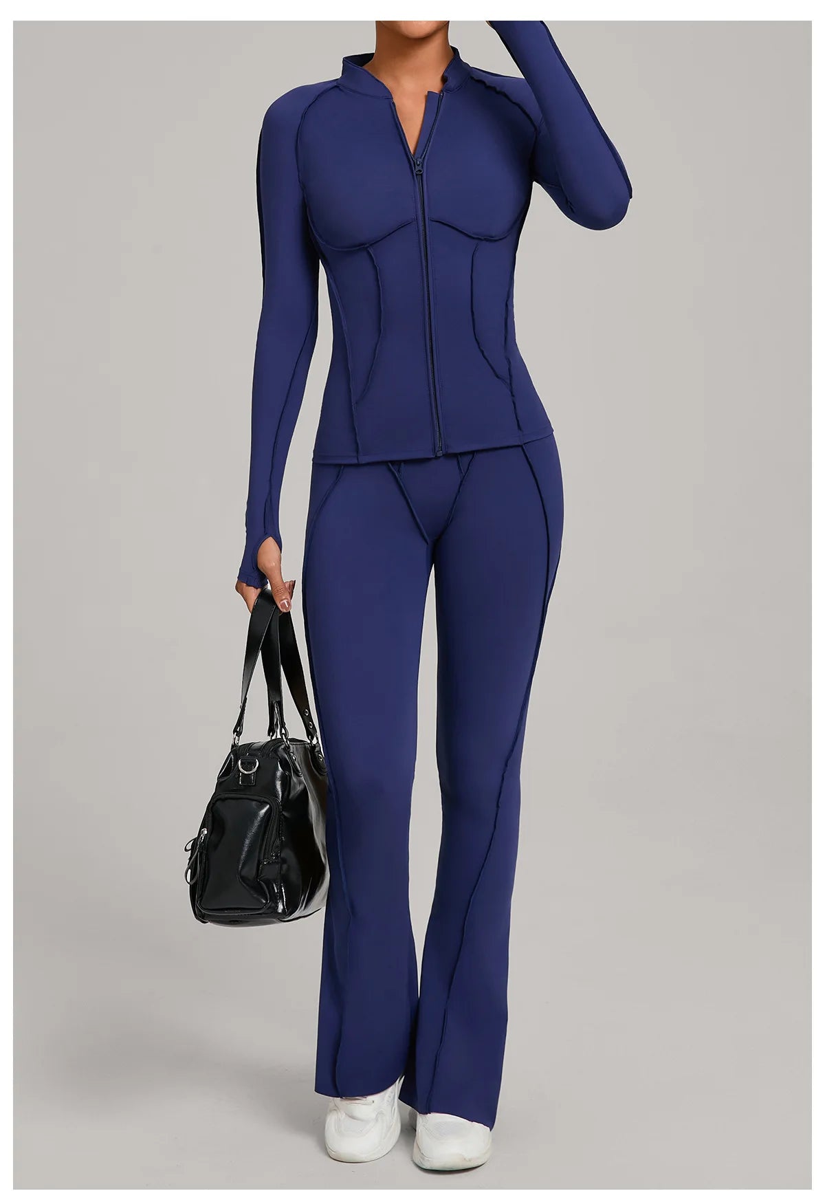 New Gym Yoga Outfit for Women Zipper Long Sleeve Fitness Suit Daily Casual Running Fitness Sportswear Two-Piece Sets Coat+Pants