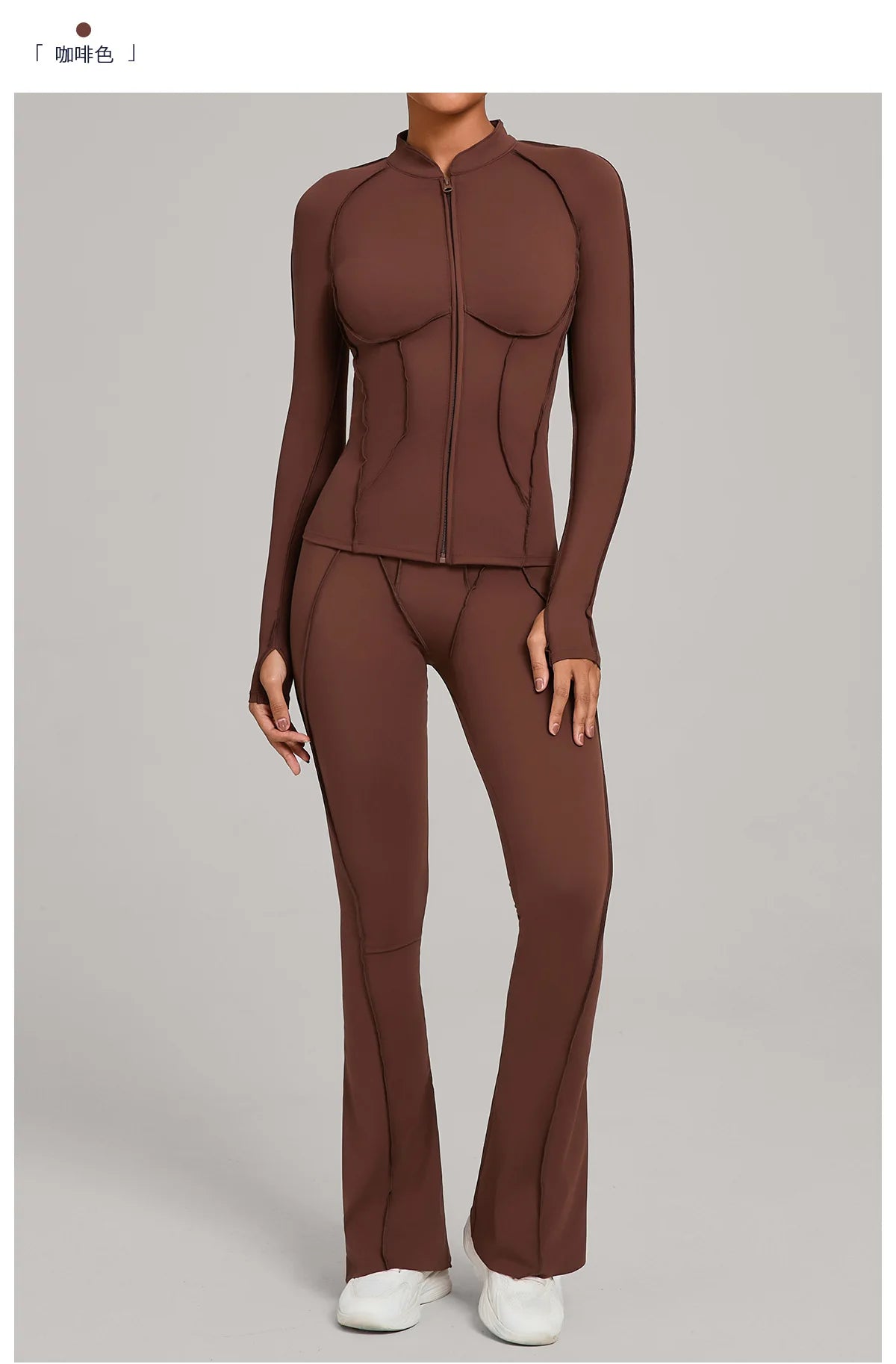 New Gym Yoga Outfit for Women Zipper Long Sleeve Fitness Suit Daily Casual Running Fitness Sportswear Two-Piece Sets Coat+Pants