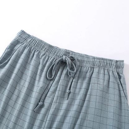 Pijamas De Hombre Sleepwear Shorts 2025 New Fashion Plaid Pajamas Pant Men Loose Modal Nightwear Home Pants Man Plus Size