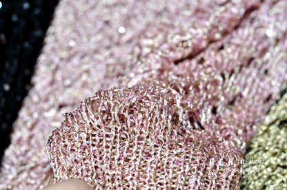 Fall Clothes for Women 2024 Fashion Sexy  Sequins Hollow Out Loose Gold Bright Silk Gown Bats Long-sleeved Round Collar Knitting