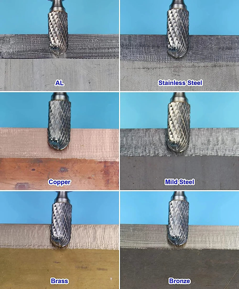 10PCS Carbide Burr Set Compatible with Dremel 1/8" Shank Die Grinder Rotary Tool Rasp Bits Wood Metal Carving Electric Grinding