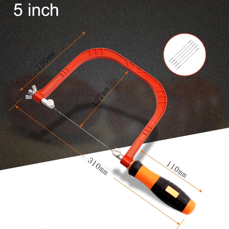 Adjustable Woodworking Saw Coping Saw With 5 Sawblade For Wood Bow DIY Tools Woodwork Wire Frame Saw Blade Cutting Hand Tool