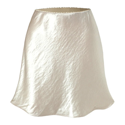 Summer Short Skirts for Women Office Wear Solid Color A Line Luxury Mini Satin Skirt Ladies High Waist Simple Women&