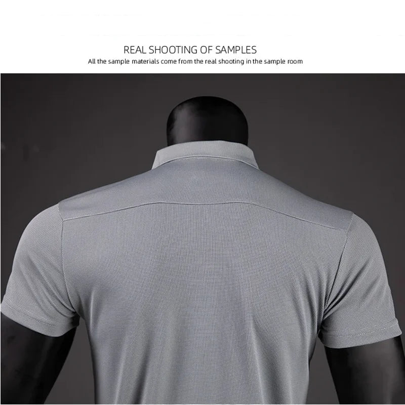 Polo Shirt Men Casual Solid Breathable Shirt Summer Sportswear Quick Dry Jerseys Tops Camisa Polo Shirts Reflective Strip Sleeve