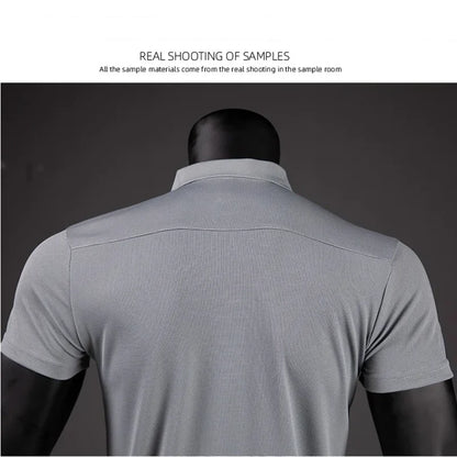Polo Shirt Men Casual Solid Breathable Shirt Summer Sportswear Quick Dry Jerseys Tops Camisa Polo Shirts Reflective Strip Sleeve