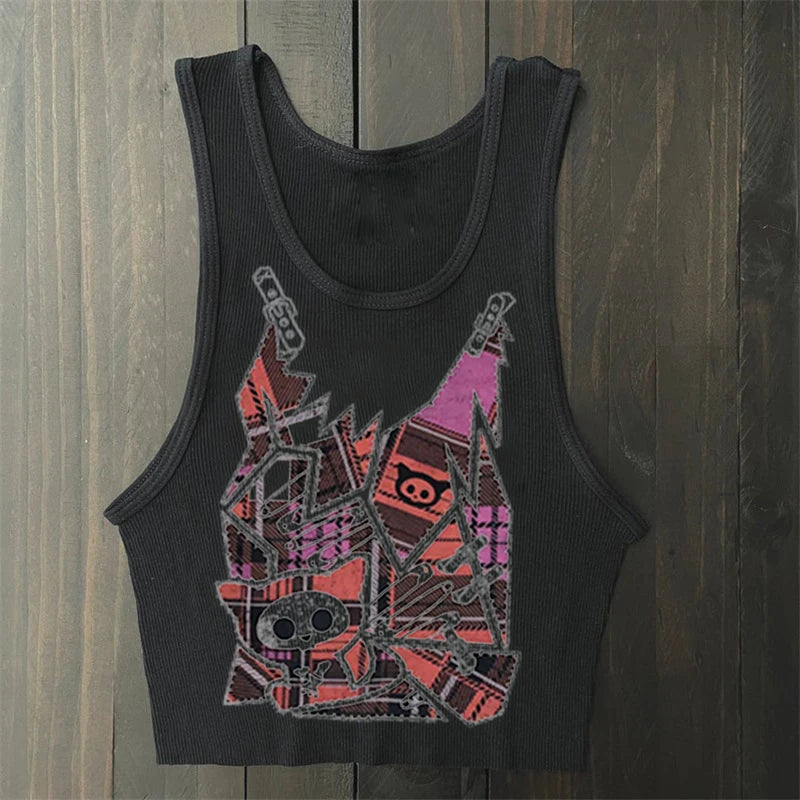 Aesthetic Women Crop Tops  Black Crop Tops Slim Harajuku Y2K Goth Short Sleeve Y2K Fashion  graphics fairy grunge Summer E-girl