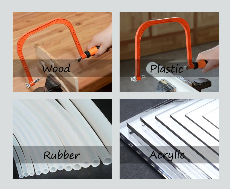 Adjustable Woodworking Saw Coping Saw With 5 Sawblade For Wood Bow DIY Tools Woodwork Wire Frame Saw Blade Cutting Hand Tool