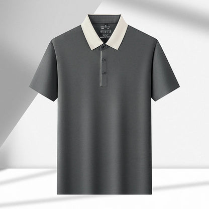 Polo Shirt for Men Short Sleeve Contrast Collar Design Soft Comfortable Fabric for Office and Casual